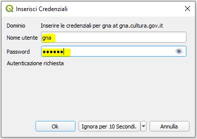Inserimento delle credenziali
